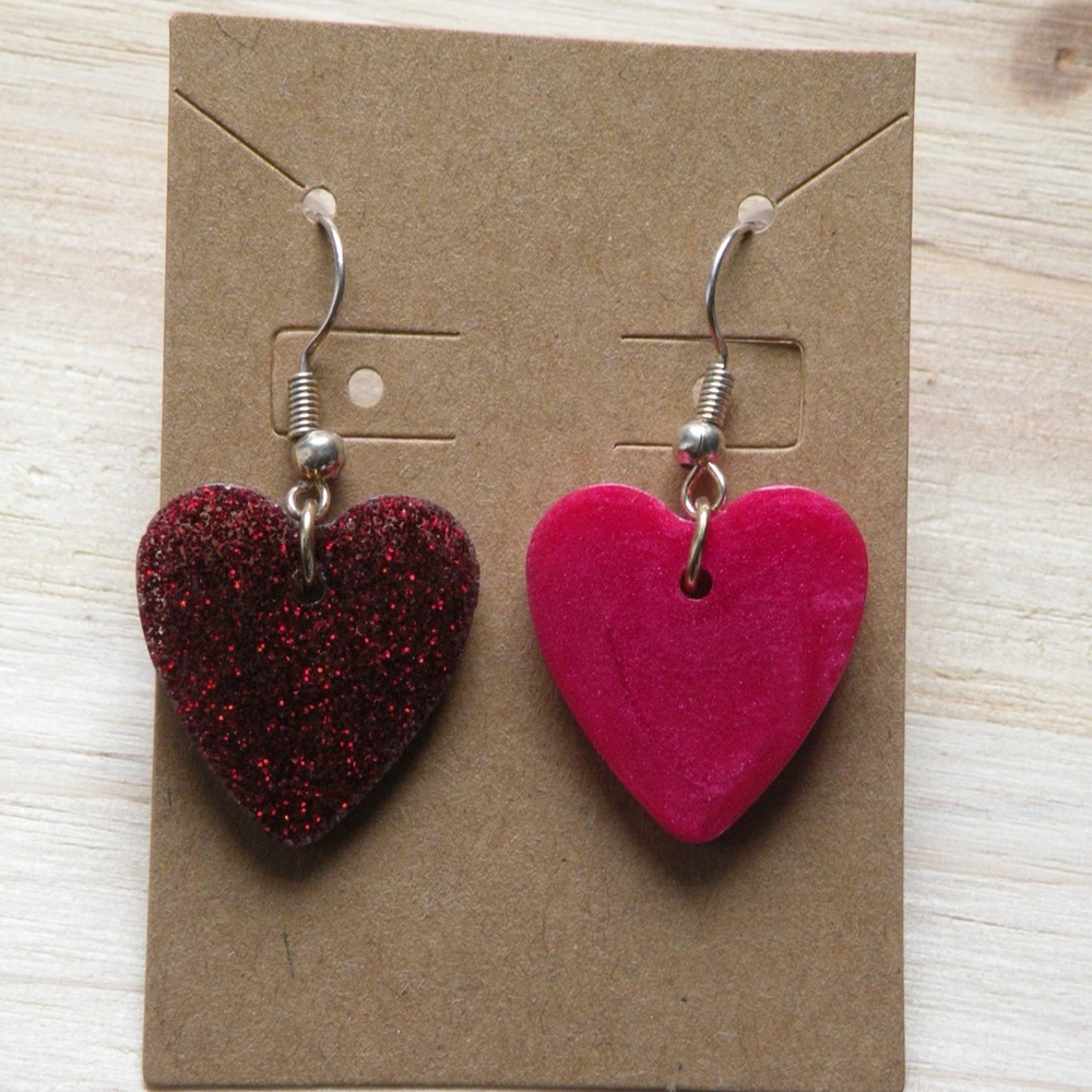 Handmade Resin Heart Earrings